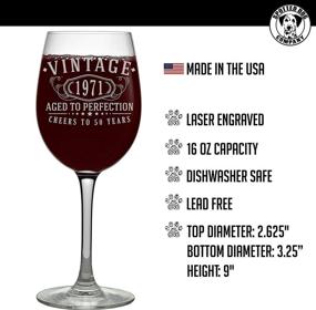 img 3 attached to 🍷 Retro 1971 Engraved 16oz Stemmed Wine Glass - 50th Birthday Aged to Perfection - 50 years old gifts