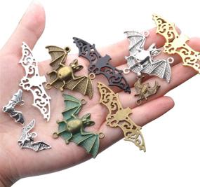 img 3 attached to 🦇 Metal Alloy Bat Pendant Charm Mix: 100g (about 30 pieces) Flittermouse Flying Vampire Charms for Jewelry Making Bracelet Necklace - Halloween Connector