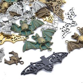 img 1 attached to 🦇 Metal Alloy Bat Pendant Charm Mix: 100g (about 30 pieces) Flittermouse Flying Vampire Charms for Jewelry Making Bracelet Necklace - Halloween Connector