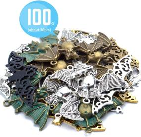 img 2 attached to 🦇 Metal Alloy Bat Pendant Charm Mix: 100g (about 30 pieces) Flittermouse Flying Vampire Charms for Jewelry Making Bracelet Necklace - Halloween Connector