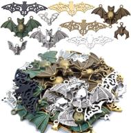 🦇 metal alloy bat pendant charm mix: 100g (about 30 pieces) flittermouse flying vampire charms for jewelry making bracelet necklace - halloween connector logo