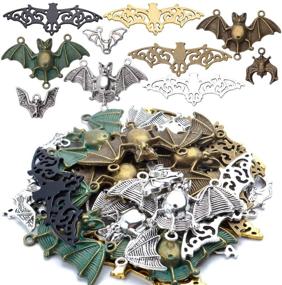 img 4 attached to 🦇 Metal Alloy Bat Pendant Charm Mix: 100g (about 30 pieces) Flittermouse Flying Vampire Charms for Jewelry Making Bracelet Necklace - Halloween Connector