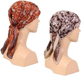 img 1 attached to 🧣 Stylish Square Satin Silk Scarves for Women - Set of 4 Lightweight Hair Scarves with Chic Prints - 27 x 27 inches