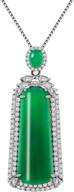 💎 cinsionze women agate pendant necklace - carnelian emerald green rectangle gemstone, luxury crystal, cubic zirconia diamonds, 21inch silver plated box chain, ideal gifts for females and girls logo