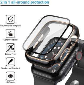 img 2 attached to Улучшенная защита: набор из 2 чехлов Anwaut с защитным стеклом для Apple Watch Series 3/2/1 38 мм - полное покрытие защитой, аксессуары с защитным стеклом, черный/розовое золото