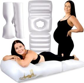 img 4 attached to 🤰 Functional Maternity Gift - Inflatable Air Mattress with Belly Hole and Pregnancy Body Pillow, Pearl White - Belly Bunker: A Must-Have for Pregnant Moms' Self-Care