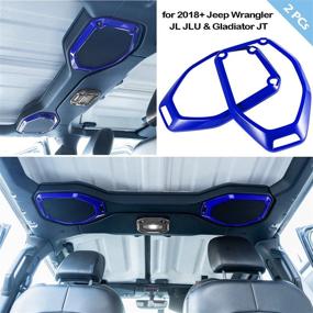 img 1 attached to 🔵 Enhance Your Jeep Wrangler JL JLU & Gladiator JT with LAIKOU ABS Top Roof Speaker Audio Surround Cover Trim Decor Ring Interior Accessories (Blue)