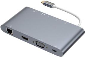 img 4 attached to USB C Hub, CableCreation 10-in-1 Thunderbolt 3 Dock with HDMI, VGA, Ethernet, 3 USB 3.0 Ports, 3.5mm Audio, SD/Micro SD Card Reader and USB-C 60W PD - Compatible with MacBook Pro/Air 2020, 2018