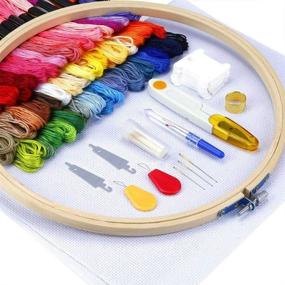 img 2 attached to 🧵 Complete Hand Embroidery Kit: 50 Colorful Threads, Embroidery Hoops & Cross Stitch Set for Adults and Kids Beginners (50 Colors)