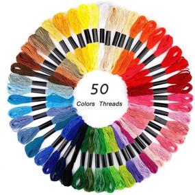 img 3 attached to 🧵 Полный набор для ручной вышивки: 50 цветных нитей, каркасы для вышивания и набор для крестной стежки для начинающих взрослых и детей (50 цветов)