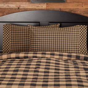 img 1 attached to 🏴 VHC Brands Black Check Standard Pillow Case Set of 2 - 21x30, Country Rustic Design in Black and Tan