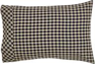 🏴 vhc brands black check standard pillow case set of 2 - 21x30, country rustic design in black and tan logo