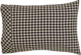 img 4 attached to 🏴 VHC Brands Black Check Standard Pillow Case Set of 2 - 21x30, Country Rustic Design in Black and Tan