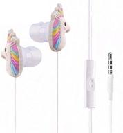 🦄 cartoon unicorn earphones with remote and mic, perfect gift for apple samsung htc android smartphones tablets - wired 3.5mm hands-free earbuds/headphones logo