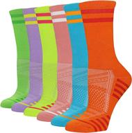 🧦 high-quality fundency women's athletic crew socks 6 pack: breathable cushion, arch support for running логотип