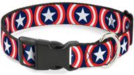 🛡️ buckle-down captain america shield repeat navy clip collar - size large/15-26 logo