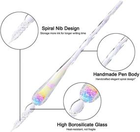img 3 attached to 🖋️ ESSSHOP Glass Dipped Pens Ink Set: Handmade Rainbow Crystal Dip Pen with 12 Inks and 2 Replace Nibs - Perfect for Signatures, Art, and Calligraphy Beginners