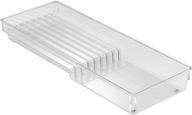 🔪 clear idesign linus kitchen knife storage drawer organizer - container for countertop, cabinet, pantry - 16.5" x 6" x 2 логотип