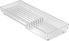 img 4 attached to 🔪 Clear iDesign Linus Kitchen Knife Storage Drawer Organizer - Container for Countertop, Cabinet, Pantry - 16.5" x 6" x 2