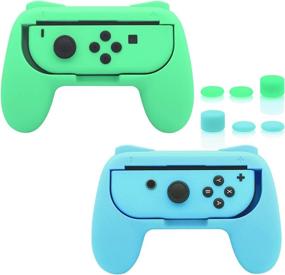 img 4 attached to Enhance Your Gaming Experience with FASTSNAIL Grips for Nintendo Switch Joy Cons - Wear-Resistant Handle Kit, 2 Pack (Light Green and Light Blue)