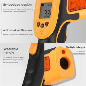 img 3 attached to 🌡️ Infrared Thermometer - Digital IR Laser Temperature Gun, Range -26°F~1022°F (-32°C～550°C) with Temperature Probe - Ideal for Cooking, Air, Refrigerator - Includes Meat Thermometer - Non-contact Thermometer