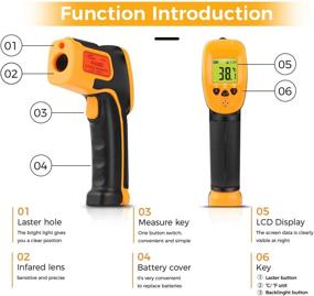 img 1 attached to 🌡️ Infrared Thermometer - Digital IR Laser Temperature Gun, Range -26°F~1022°F (-32°C～550°C) with Temperature Probe - Ideal for Cooking, Air, Refrigerator - Includes Meat Thermometer - Non-contact Thermometer