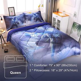 img 3 attached to 🐉 ENCOFT Dragon 3D Comforter Bedding Sets: Tencel Cotton Dragon Comforter with 2 Pillowcases - Dinosaur Blue, Queen