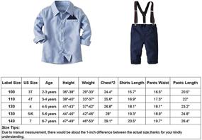 img 3 attached to 👦 Lausana Boy Gentleman Outfits: Long Sleeve Shirt + Suspender Pants + Bow Tie + Tie Wedding Pant Sets (Sizes 2T - 7T)