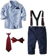 👦 lausana boy gentleman outfits: long sleeve shirt + suspender pants + bow tie + tie wedding pant sets (sizes 2t - 7t) logo