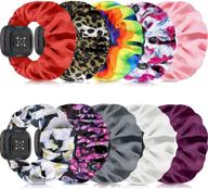 🔖 shuyo scrunchie bands - soft stretch nylon strap bracelet with fabric pattern prints for fitbit sense/versa 3 - replacement elastic band ideal for women and men logo