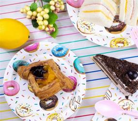 img 1 attached to 🍩 Donut Party Supplies - Complete Tableware Set for Baby Shower, Birthday, Bridal Shower, Tea Party - Serves 24 - 168 Pieces