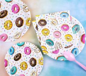 img 2 attached to 🍩 Donut Party Supplies - Complete Tableware Set for Baby Shower, Birthday, Bridal Shower, Tea Party - Serves 24 - 168 Pieces