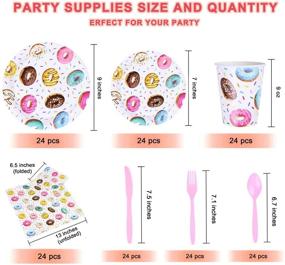 img 3 attached to 🍩 Donut Party Supplies - Complete Tableware Set for Baby Shower, Birthday, Bridal Shower, Tea Party - Serves 24 - 168 Pieces