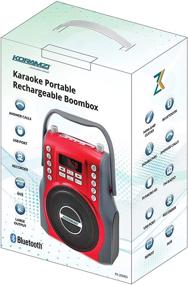 img 2 attached to 🎤 KORAMZI Rechargeable Karaoke Boombox with Bluetooth, USB, SD, FM Radio, AUX Input, 3.5mm Audio Jack, Bluetooth Call Answering, Electric Guitar Input, MIC Jack KS-200RD (Red)