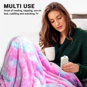 img 1 attached to 🔌 Electric Heating Blanket Throw - Plush & Sherpa, 50" x 60" Full Body Warmth, 3 Heat Levels & 2-Hour Auto Off, Overheat Protection, Machine Washable, Home Office Use, Pink