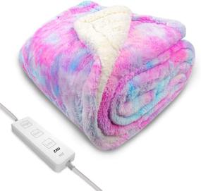 img 4 attached to 🔌 Electric Heating Blanket Throw - Plush & Sherpa, 50" x 60" Full Body Warmth, 3 Heat Levels & 2-Hour Auto Off, Overheat Protection, Machine Washable, Home Office Use, Pink