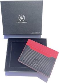 img 1 attached to 💼 Modern Motorsport Wallet - Stylish Slim Carbon Fiber Leather RFID Card Case (Pimento Red)