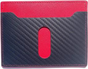 img 4 attached to 💼 Modern Motorsport Wallet - Stylish Slim Carbon Fiber Leather RFID Card Case (Pimento Red)