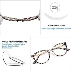 img 3 attached to STORYCOAST Vintage Cat Eye Blue Light Blocking Glasses for Women: Stylish TR90 Lightweight Eyeglasses with UV400 Protection (Cream Leopard Frame)