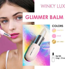 img 3 attached to Winky Lux Glimmer Balm: Крем для губ, меняющий цвет на розовый, с добавлением витамина Е, искристым блеском и обеспечивающий увлажнение в течение всего дня (Единорог), 0,13 унции
