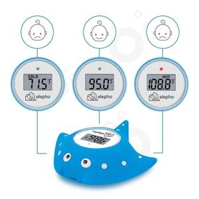 img 1 attached to 🐘 Elepho eFloat Digital Baby Thermometer: Accurate Water & Room Temperature Monitor, Kid-Friendly Bath Toy; Waterproof Device Emits Alerts for Hot or Cold Baths (Blue)