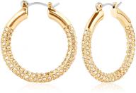 💫 funky hypoallergenic luxury gold hoop earrings with rhinestone detail - 14k gold plated crystal sparkling jewelry for women & girls logo