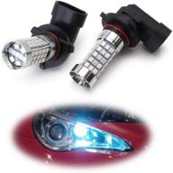 🔵 ijdmtoy (2) 12000k ice/aqua blue 69-smd led bulbs for high beam daytime running lights or fog light replacements - compatible with 9005 9145 h10 logo