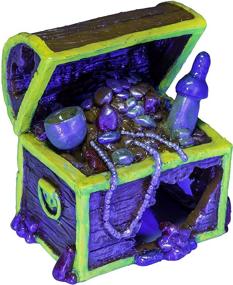 img 1 attached to Small GloFish Treasure Chest Ornament: Detailed Aquarium Decor, Fish Hideaway