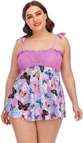 img 4 attached to Wellwits Elastic Butterfly Tankini Swimsuit