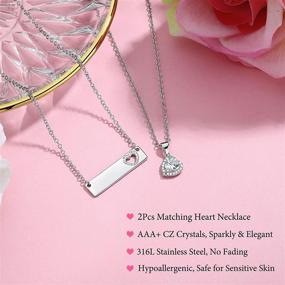 img 2 attached to ✨ Set of 2/3/4 Mother Daughter Necklace with Heart CZ Love Pendants - UNGENT THEM Jewelry for Mom, Daughter, Women, and Girls, Ideal Gifts for Mother's Day and Birthdays