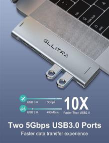 img 1 attached to 🔌 GLLITRA USB C Hub - 7 in 2 MacBook Pro USB Adapter with 4K HDMI, Thunderbolt 3, SD/TF, USB 3.0 & USB C Female