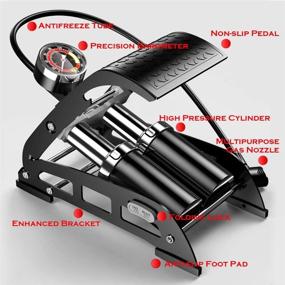 img 1 attached to 🚲 Bike Floor Pump with Gas-Pressure Meter and Smart Valves - Portable Bicycle Foot Air Pump Ideal for Cars, Bicycles, Motorcycles, Balls, and Other Inflatables