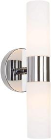 img 4 attached to Kira Home Duo 14-inch Modern Wall Sconce with Frosted Glass Shades, Bathroom/Vanity Lighting, Chrome Finish