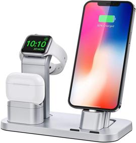 img 4 attached to 🔌 BEACOO Подставка для зарядки и док-станция для iWatch 5/6 и AirPods Pro - Держатель для iWatch 5/4/3/2/1 в режиме настольных часов, совместим с iPhone серии 12/11/X/7/7plus/SE/5s.